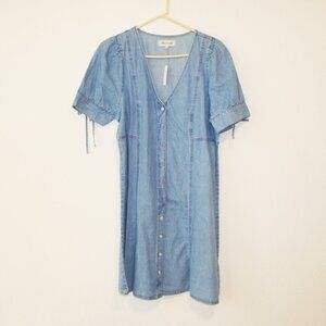 MADEWELL Size 14 Short Sleeve Button Front Denim Dress NWT
